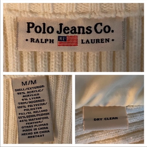 Polo Jeans Ralph Lauren Down Vest Sweater SZ M - Picture 15 of 16